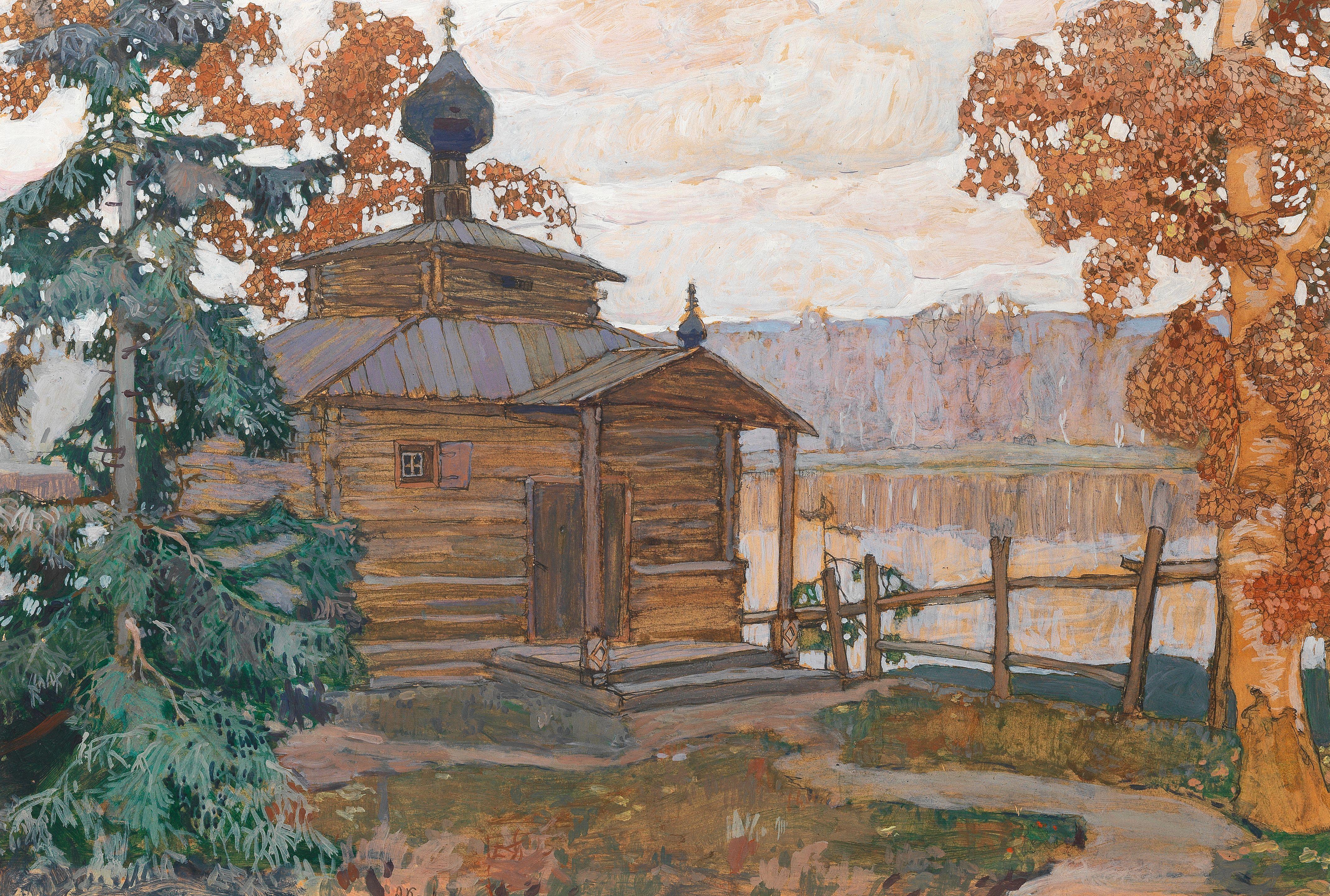 Aleksei Ilych Kravchenko - A Russian church in autumn