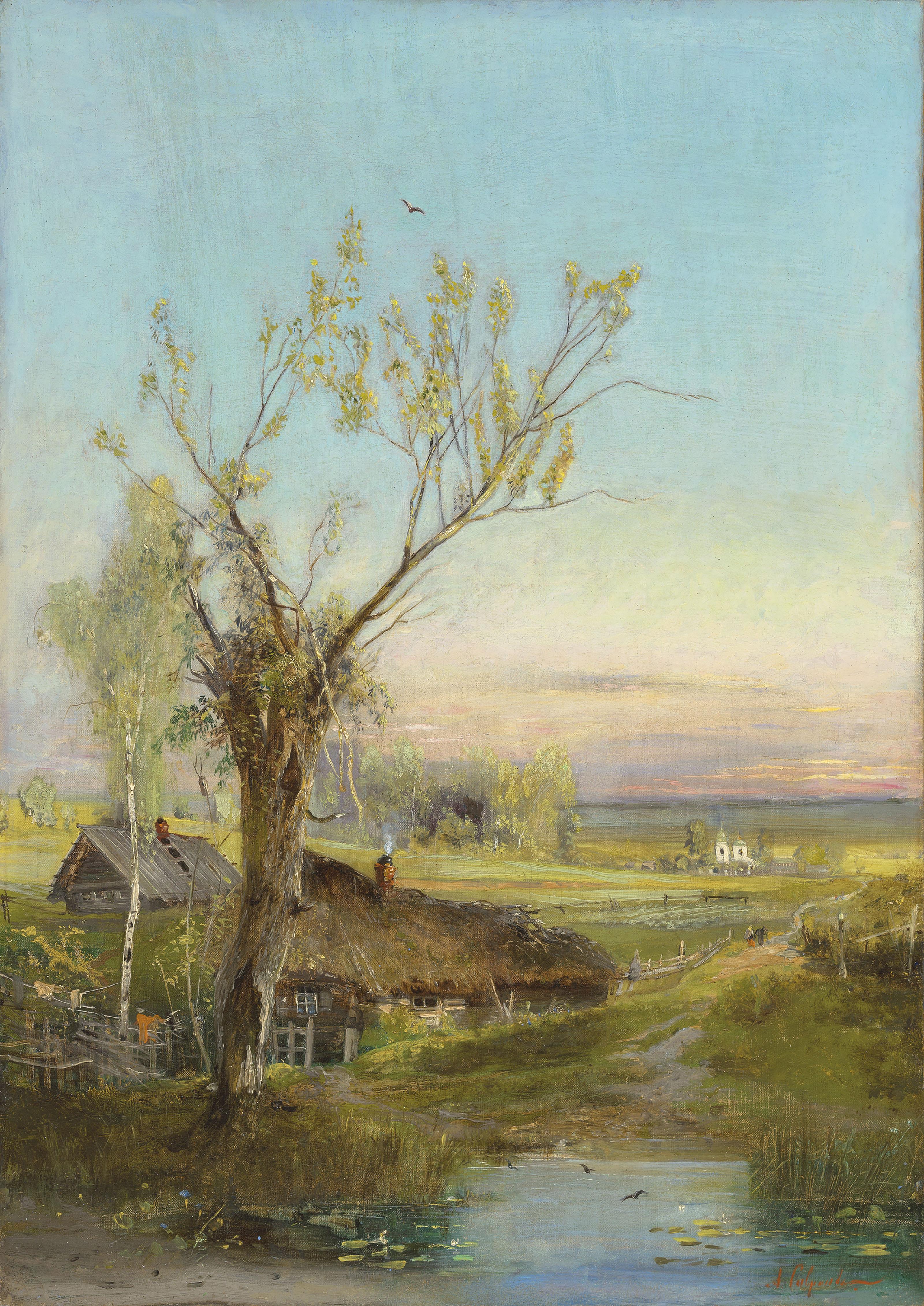 Aleksei Savrasov - Riverside village