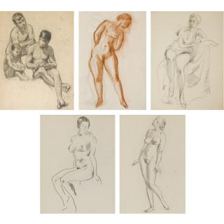 Aleksey Ilych Kravchenko - A Group Of Five Drawings Of Nudes
