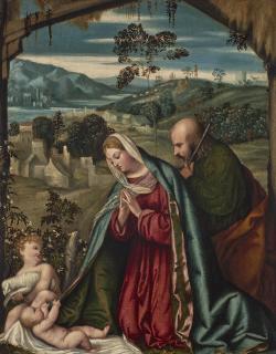 Alessandro Bonvicino - The Holy Family in a Landscape