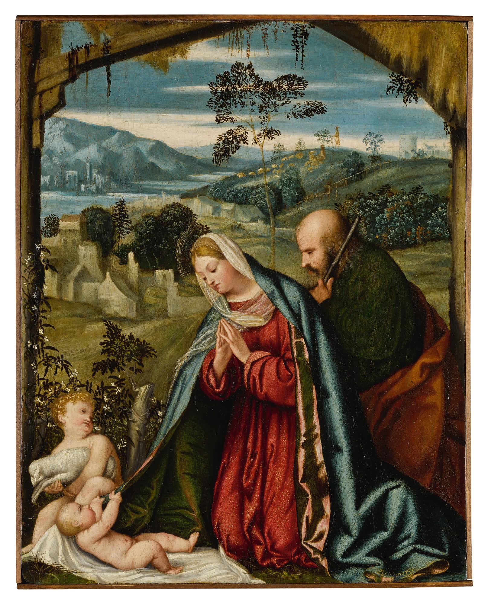 Alessandro Bonvicino - The Holy Family in a landscape
