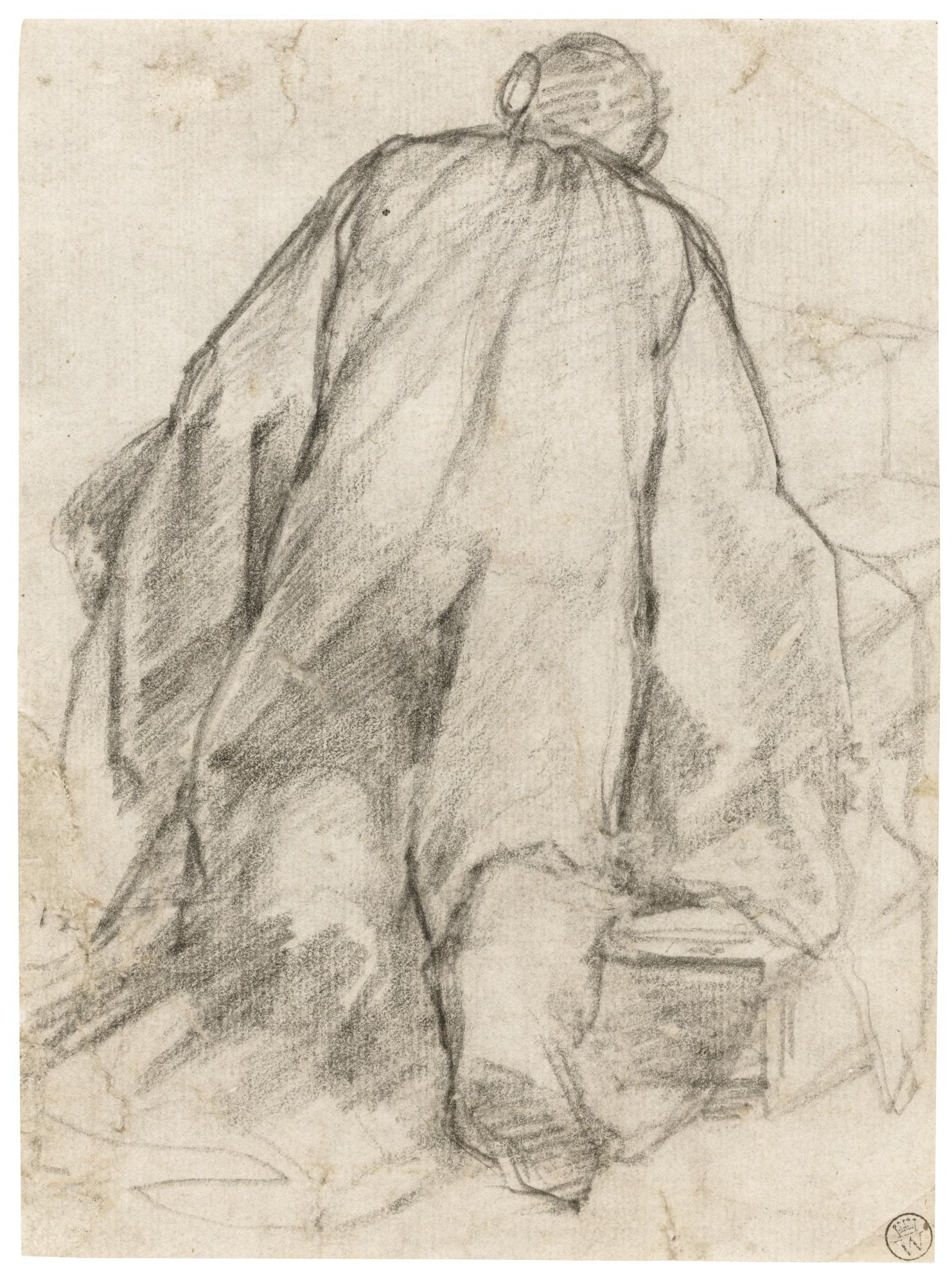 Alessandro Casolani - Recto: Study Of A Kneeling Man Verso: Head And Shoulders Study Of A Soldier, His Back Turned