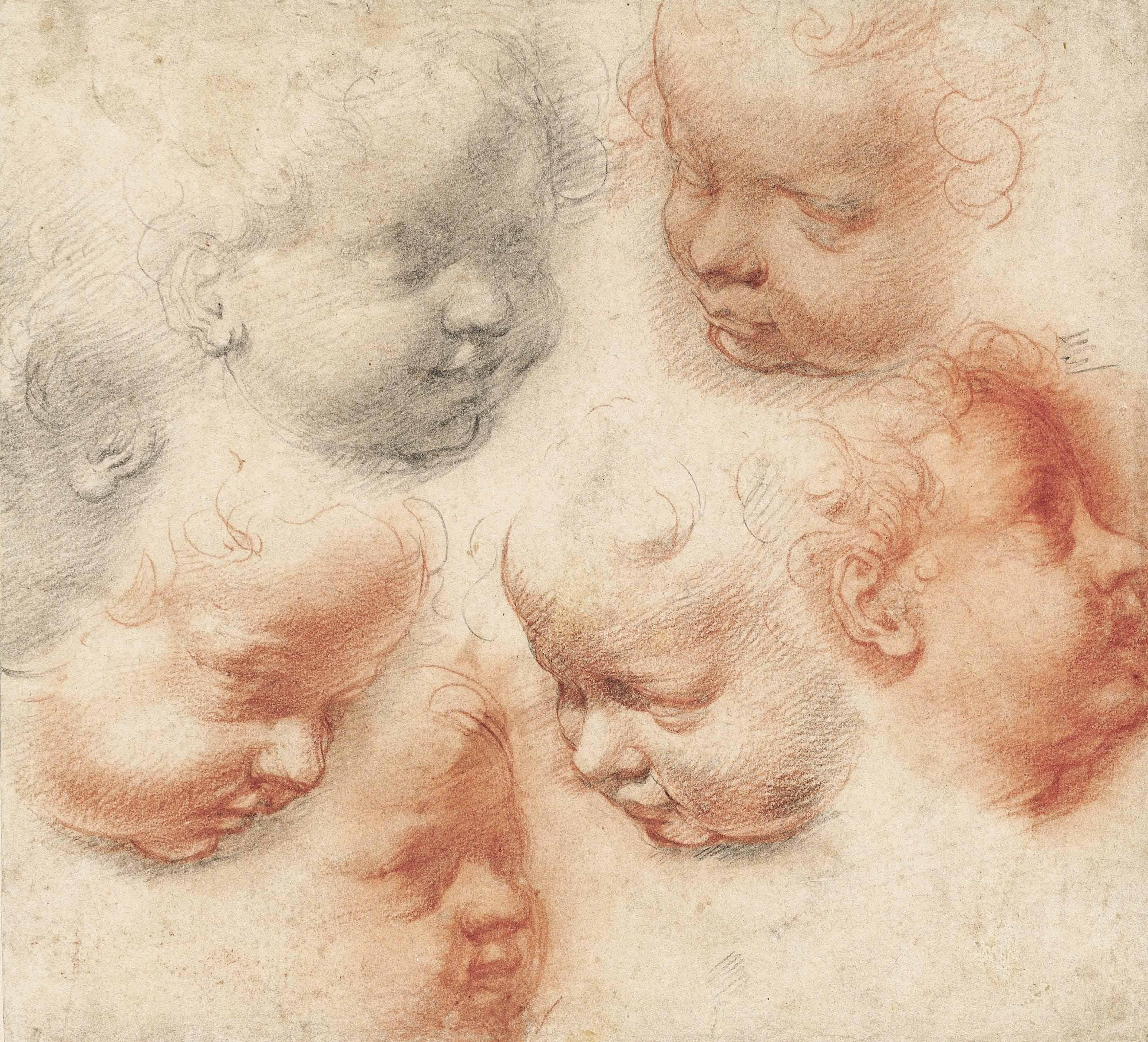 Alessandro Casolani - Studies Of The Heads Of Putti