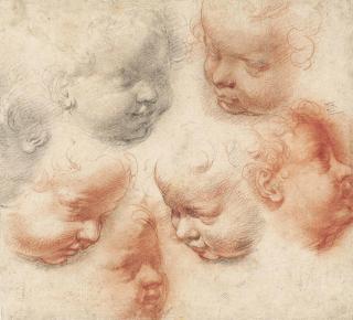 Alessandro Casolani - Studies Of The Heads Of Putti