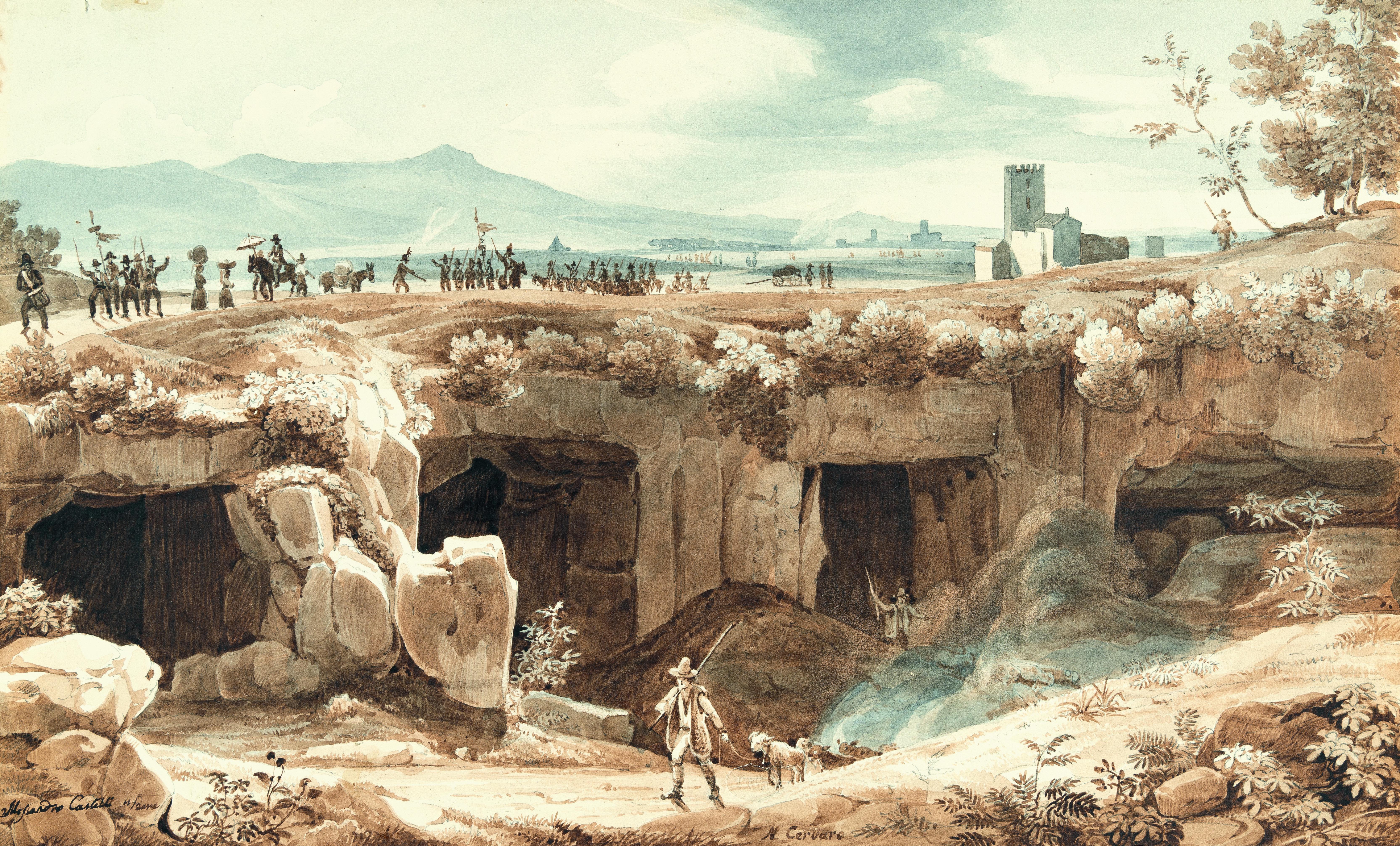 Alessandro Castelli - Festzug auf einer Straße bei Cervara