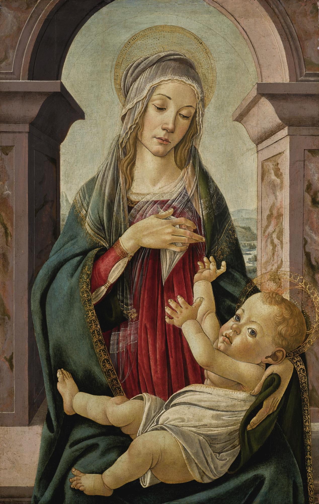 Alessandro Di Mariano Filipepi - Madonna And Child, Seated Before A Classical Window