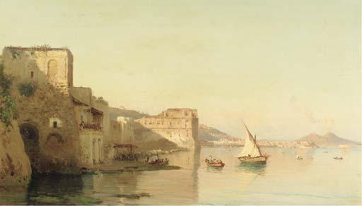 Alessandro La Volpe - A view on Palazzo d\'Anna and the bay of Naples, the Vesuvius in the distance