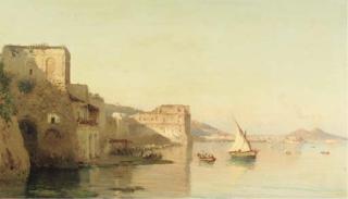 Alessandro La Volpe - A view on Palazzo d\'Anna and the bay of Naples, the Vesuvius in the distance