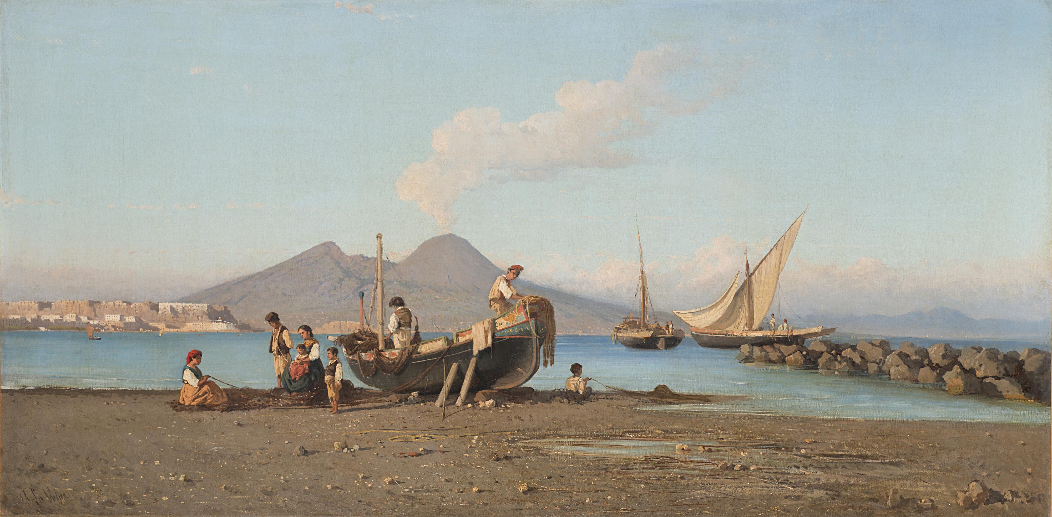 Alessandro La Volpe - Pescatori con veduta del Golfo di Napoli sullo sfondo
