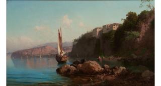 Alessandro La Volpe - Sorrento, La Casa del Tasso 24 3/8 x 42 1/4 in. (61.8 x 107.3 cm) framed 28 3/4 x 46 5/8 x 1 in.
