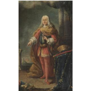 Alessandro Longhi - Portrait Of Francesco Grimani (1702-1779), Full Length, Standing On A Terrace Before A Landscape, Wearing The Uniform Of The Provveditor General Di Dalmazia E Albania