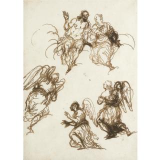 Alessandro Maganza - Sheet Of Figure Studies: Christ And The Virgin And Three Angels