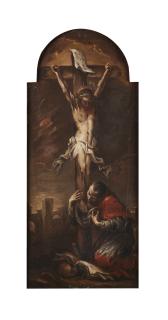 Alessandro Magnasco - Christ on the Cross with Saint Karl Borromeus mourning at his feet