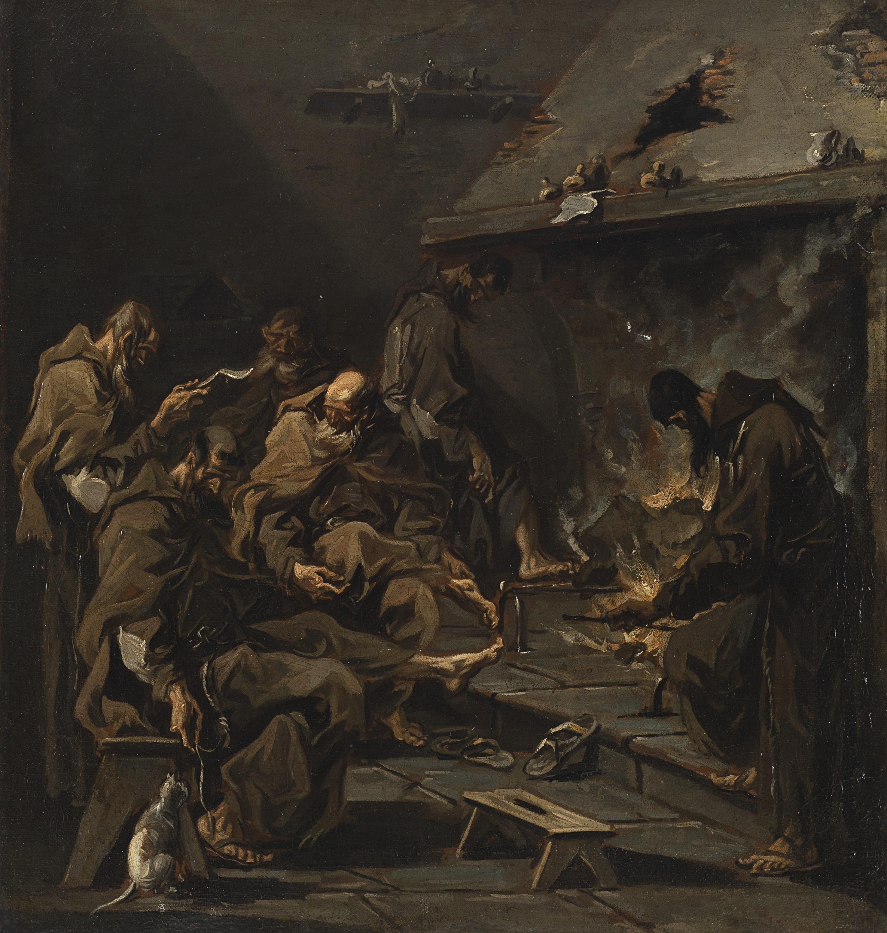 Alessandro Magnasco - Friars warming up in front of the hearth