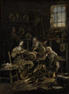 Alessandro Magnasco - Nuns Making Wicker Flasks In An Interior