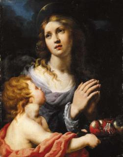 Alessandro Rosi - A Female Saint with a putto