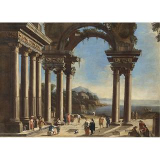 Alessandro Saluzzi - Capriccio Architettonico Con Figure