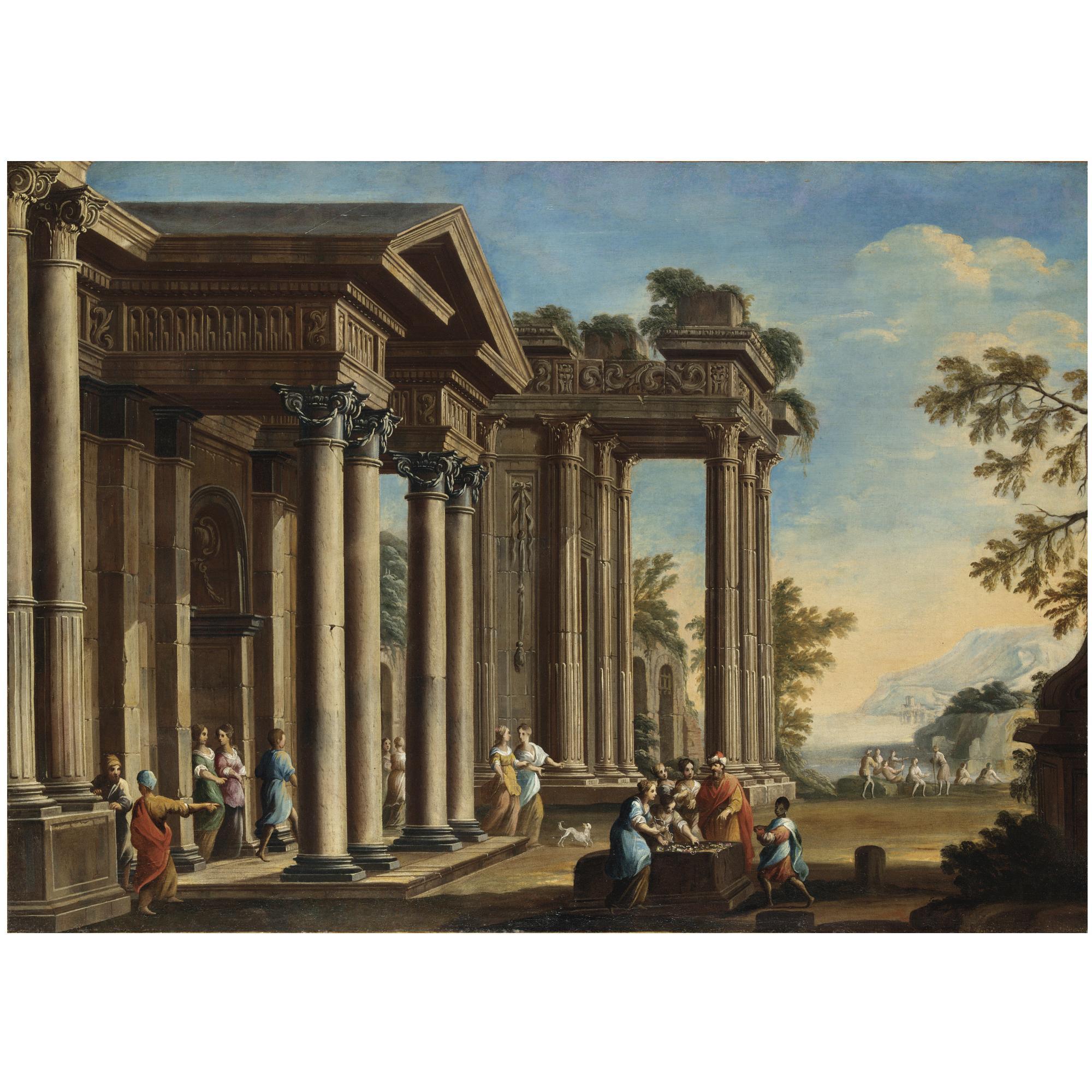 Alessandro Saluzzi - Capriccio Architettonico Con Figure