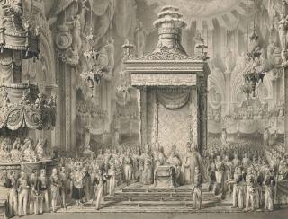 Alessandro Sanquirico - The Coronation of Emperor Ferdinand I as King of Lombardy-Venetia, in the Duomo in Milan, 1 September 1838