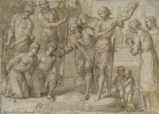 Alessandro Turchi - A Young General (Alexander?) Showing Clemency To Two Prisoners