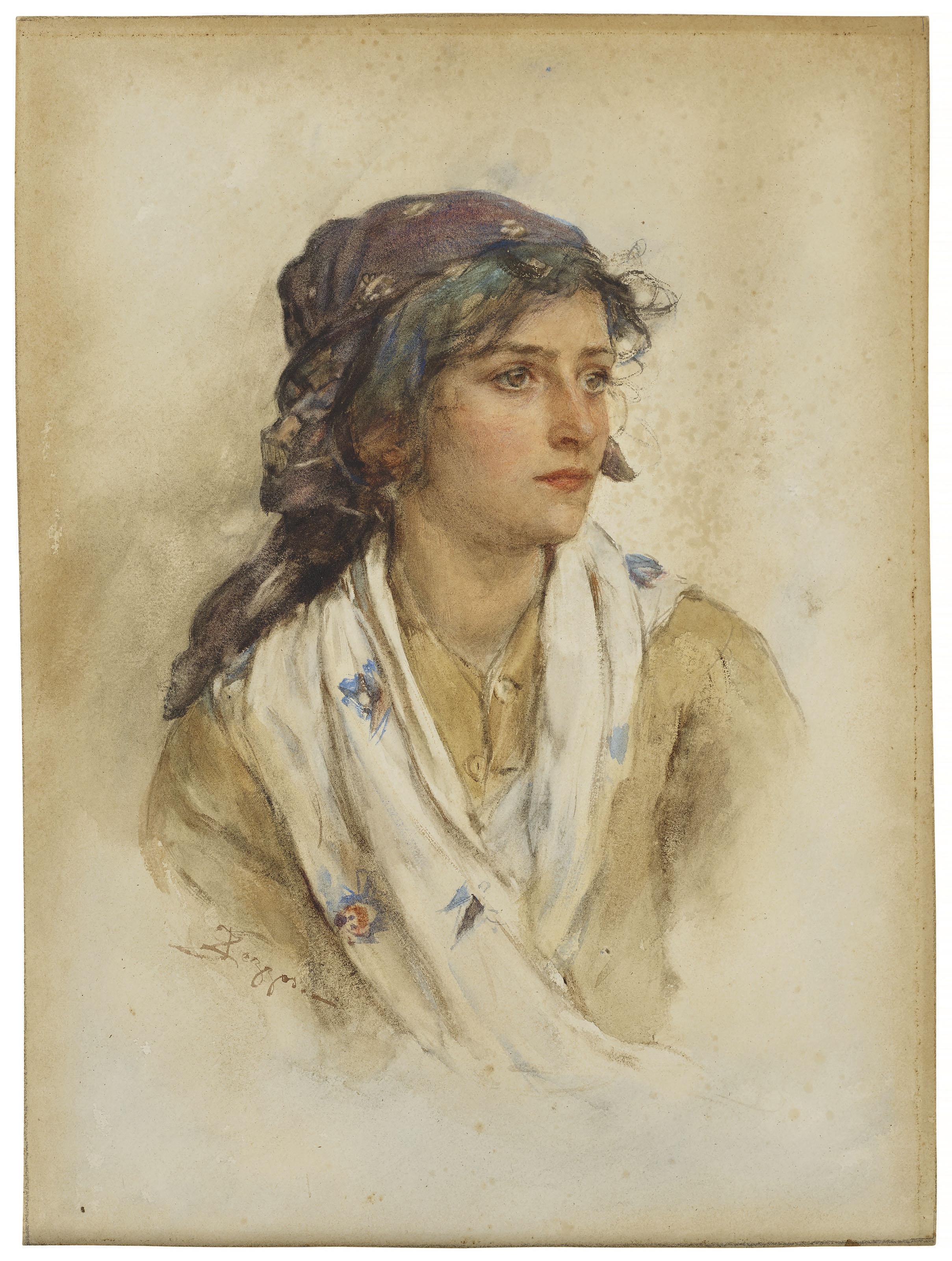 Alessandro Zezzos - A young peasant woman