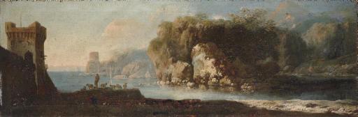 Alessio De Marchis - A Coastal Landscape With A Shepherd By An Inlet