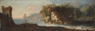 Alessio De Marchis - A Coastal Landscape With A Shepherd By An Inlet