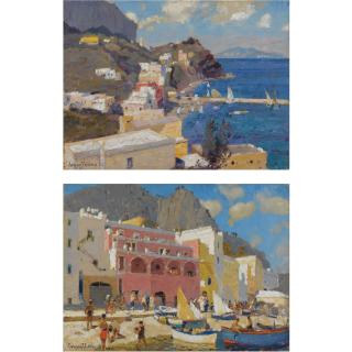 Alessio Issupoff - Coppia Di Vedute Di Marina Grande