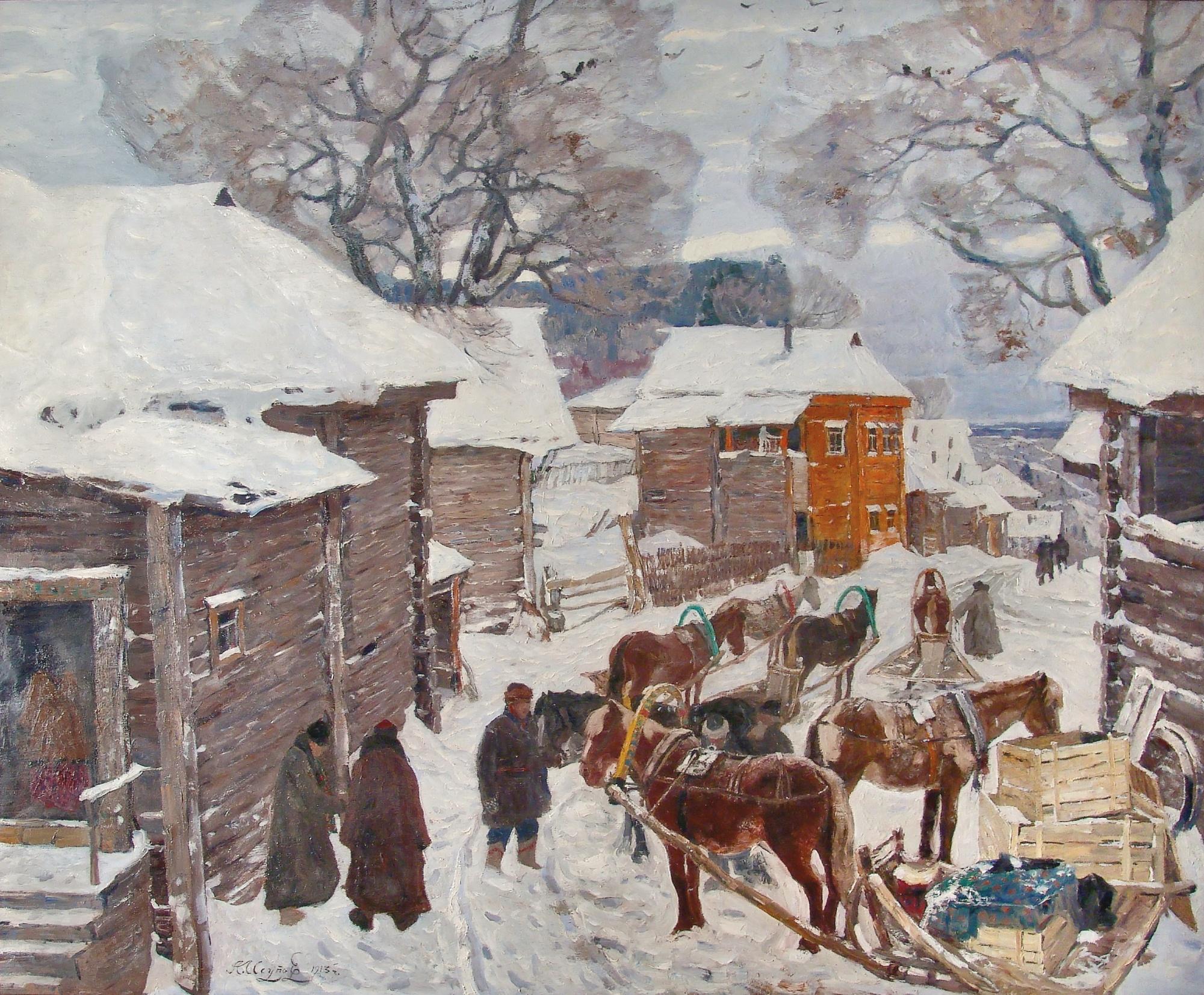 Alessio Issupoff - Wagons In The Streets Of Old Moscow In Winter