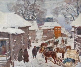 Alessio Issupoff - Wagons In The Streets Of Old Moscow In Winter