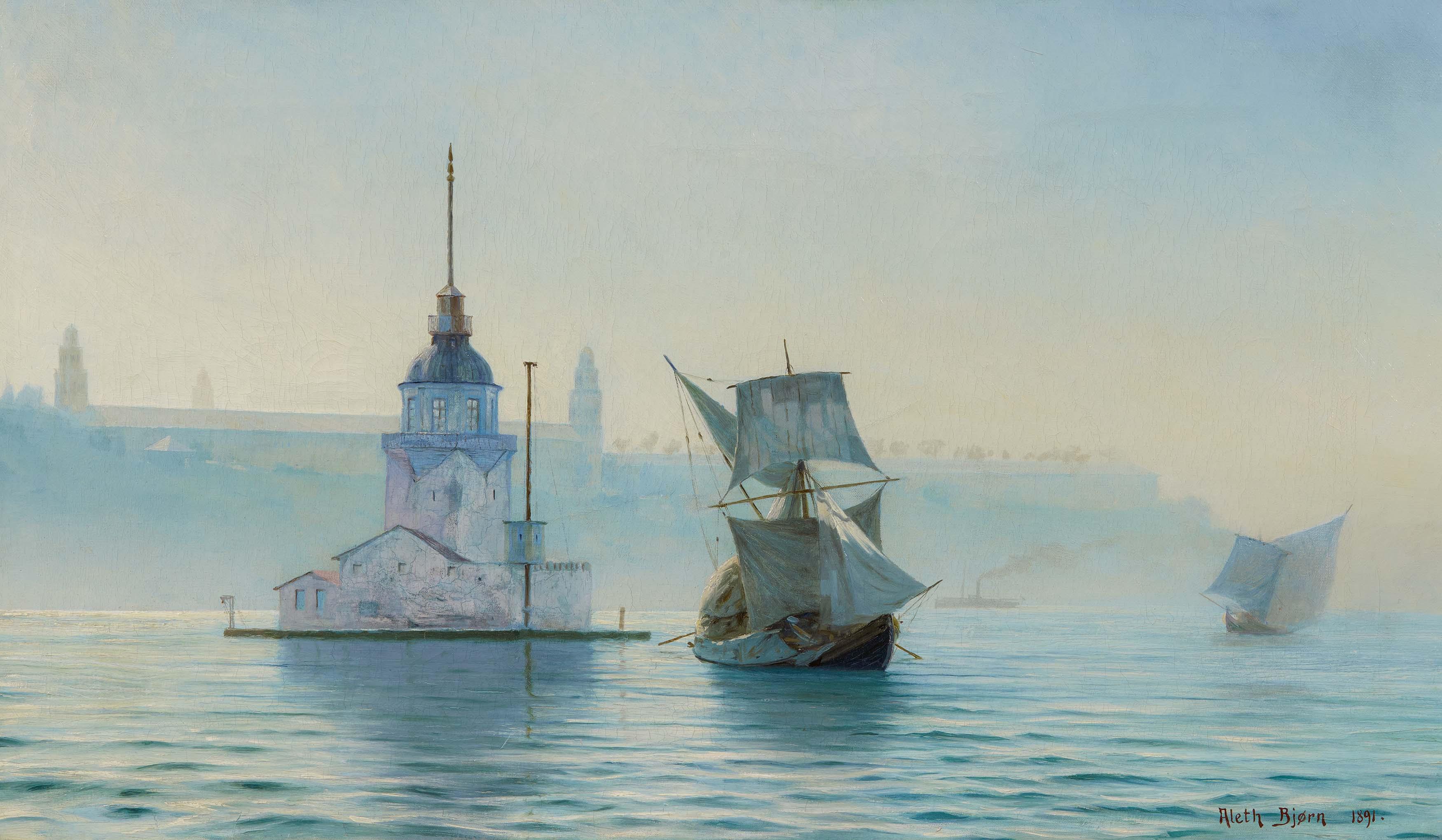 Aleth Bjorn - Istanbul. Der Mädchenturm in der Meerenge vor der Stadt.