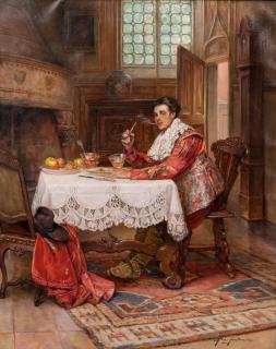 Alex De Andreis - Dejeuner signed \'ADe.Andreis\' (lower right), titled on a presentation plaque