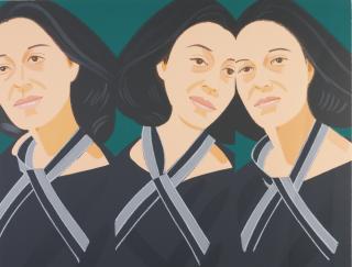Alex Katz - White Hat; Green Jacket; And Grey Ribbon
