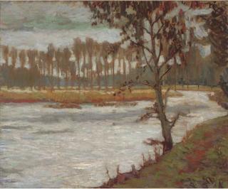 Alexander Altmann - A row of Poplar trees by the river