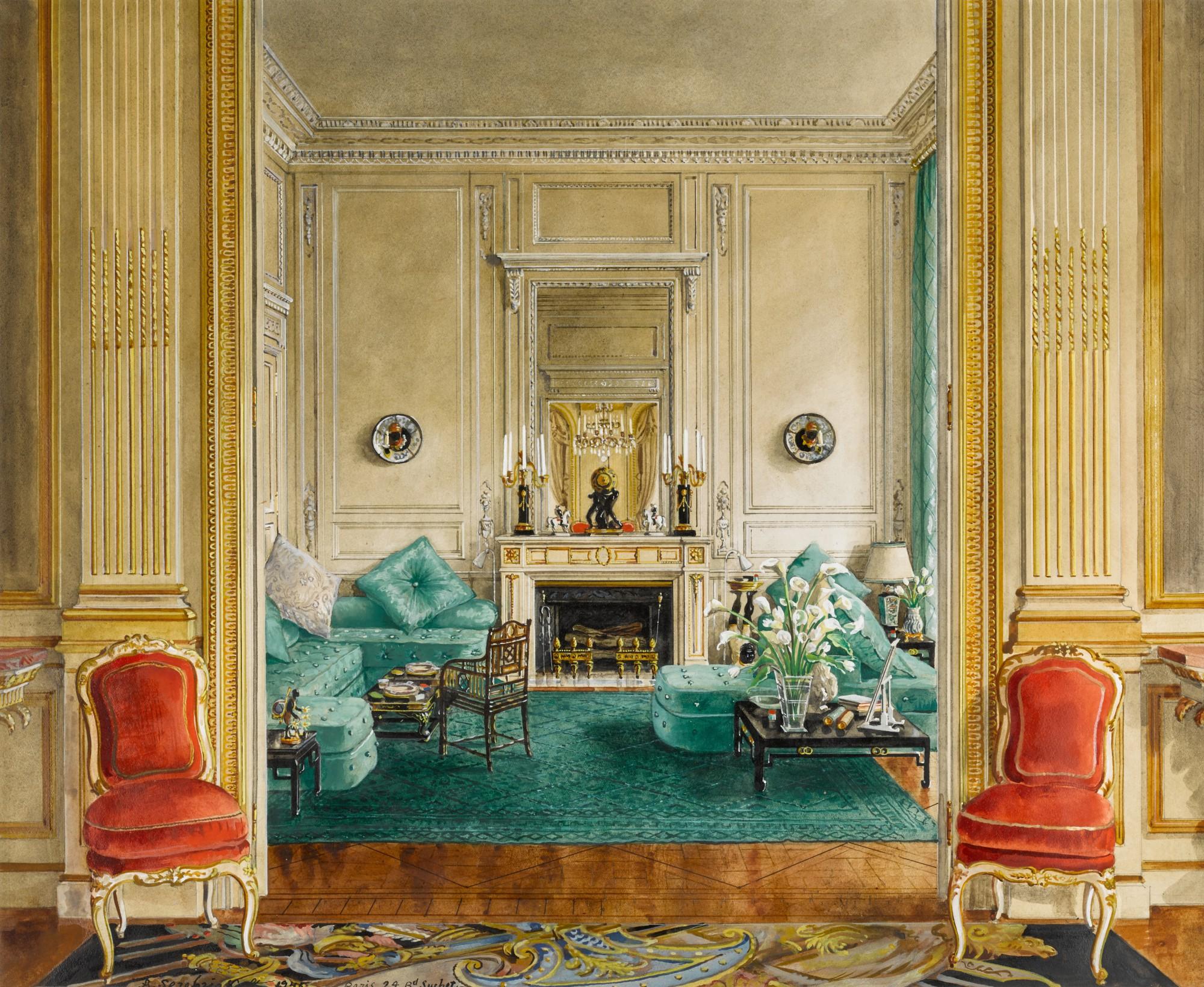 Alexander Borisovich Serebriakoff - The Duke and Duchess of Windsor\'s Banquette Room at 24 Boulevard Suchet, Paris