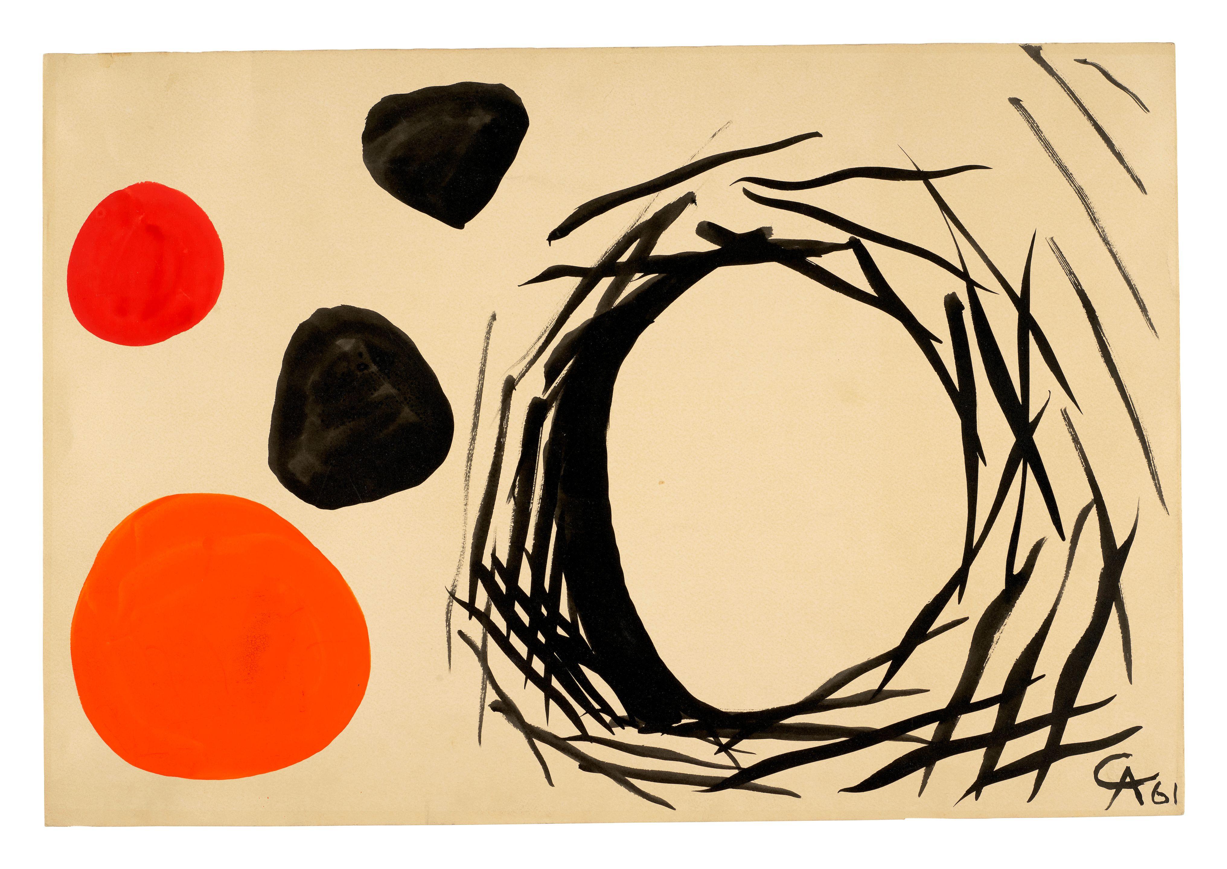 Alexander Calder - Nest and Two Orange Spots