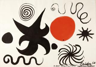 Alexander Calder - Ohne Titel (Komposition mit schwarzem Stern und roter Scheibe).