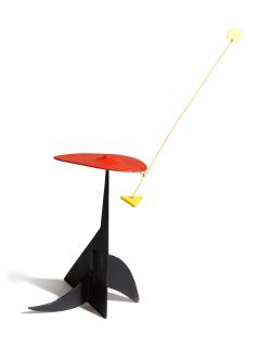 Alexander Calder - Red Mushroom, White Dot, Yellow Triangle On Black Wave