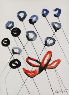 Alexander Calder - Treize Fleurssigné Et Daté 65; Gouache And Ink On Paper Laid Down On Cardboard. Executed In 1965.