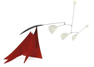 Alexander Calder - White Petals and Black on Red Stabile