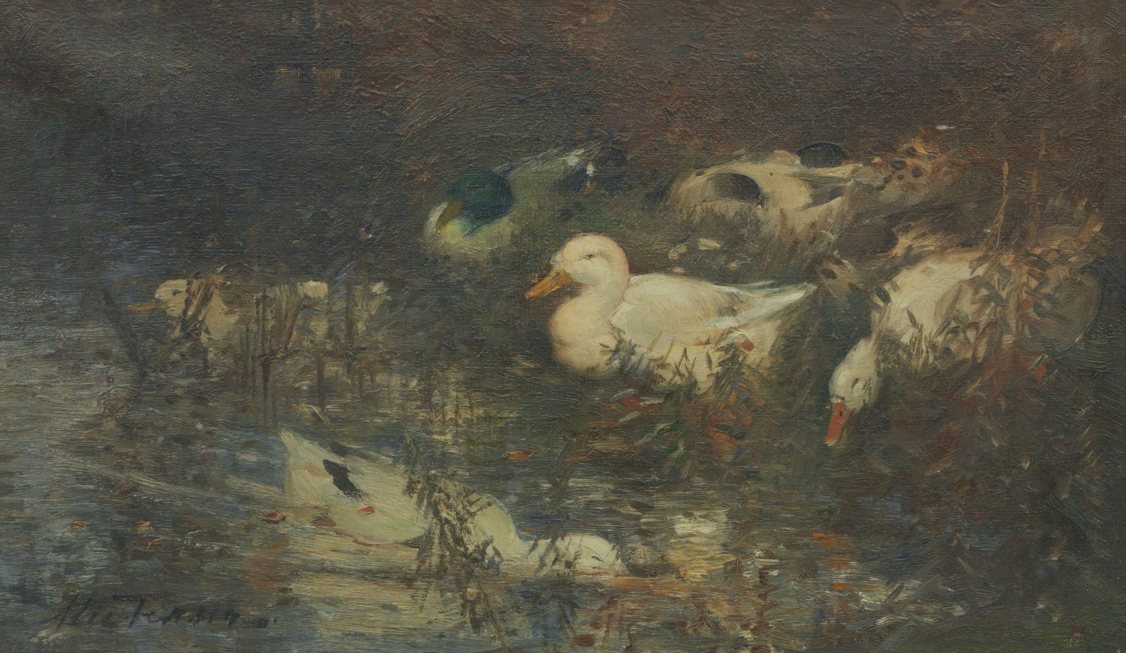 Alexander Coutts Fraser - Ducks by the stream