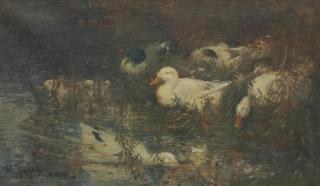 Alexander Coutts Fraser - Ducks by the stream