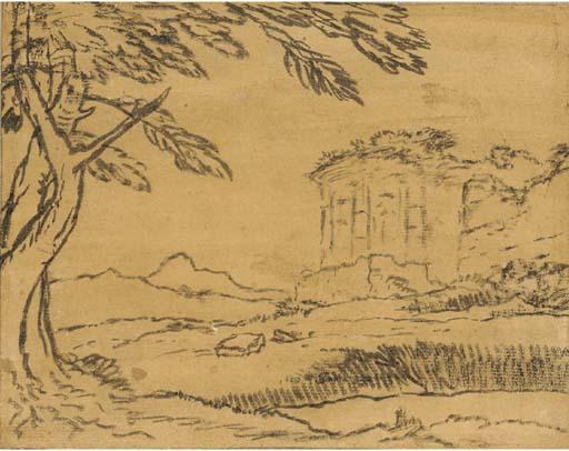 Alexander Cozens - A temple in a landscape