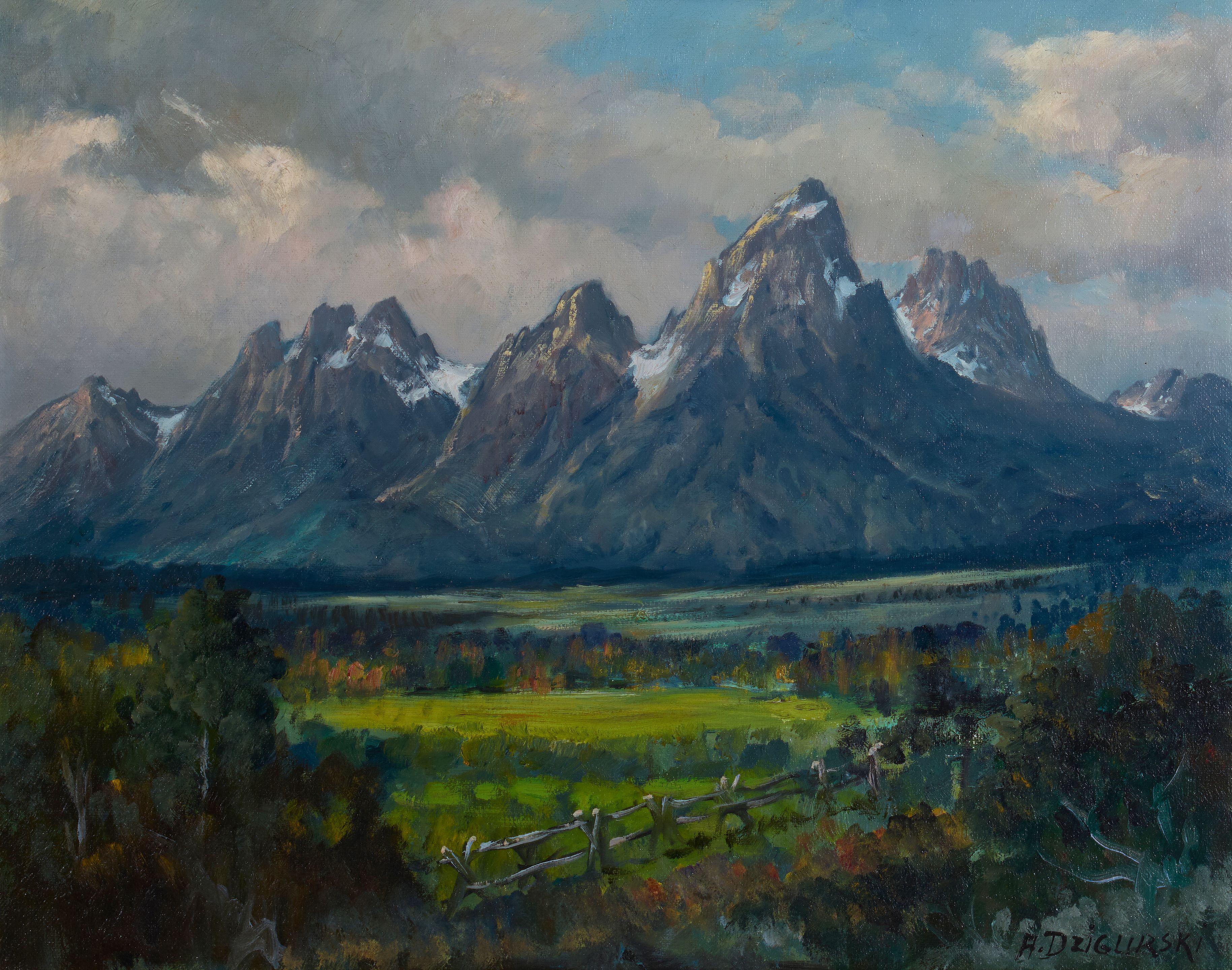 Alexander Dzigurski - A View of the Tetons 16 x 20 in. framed 23 x 27 1/4 in.