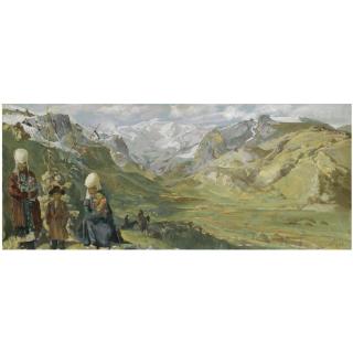 Alexander Evgenievich Yakovlev - Kirghiz Women And Their Children In The Himalayas