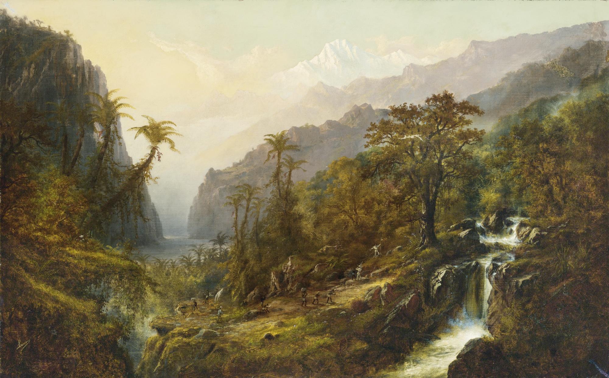 Alexander François Loemans - Great Falls With Views Of The Andes (Chimborazo)