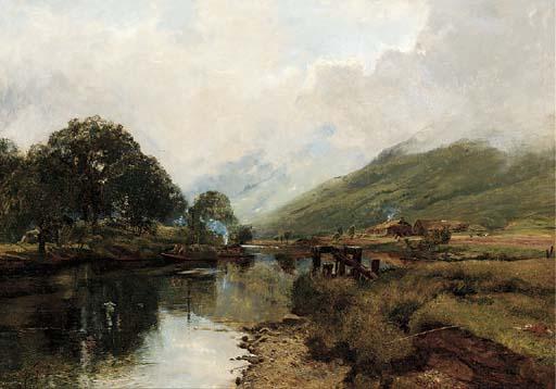 Alexander Fraser, R.S.A., R.S.W. - A Highland river landscape