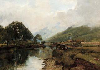 Alexander Fraser, R.S.A., R.S.W. - A Highland river landscape