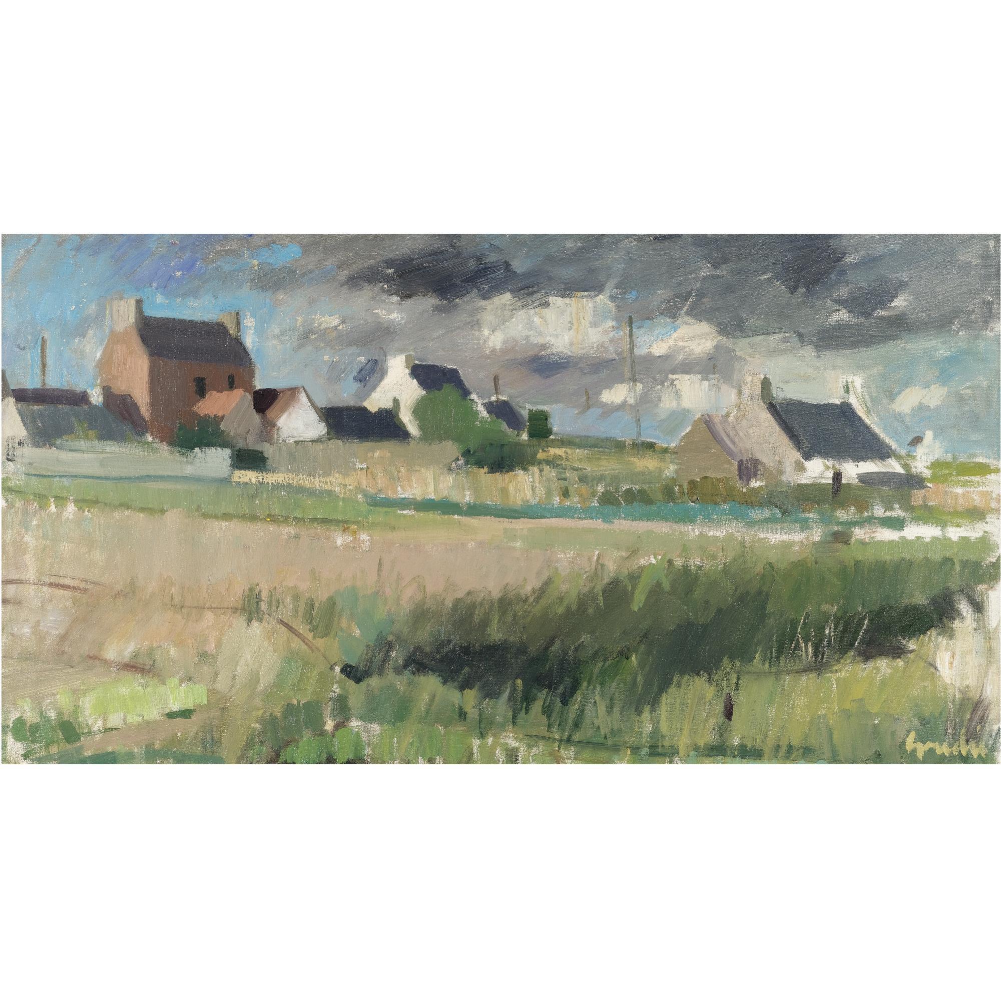 Alexander Goudie - Breton Landscape With Cottages