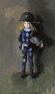 Alexander Goudie - Portrait of the artist\'s daughter, Gwen, as a harlequin